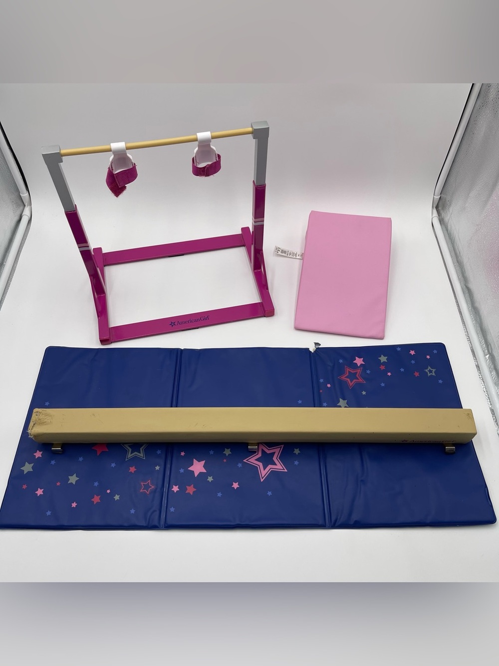 American Girl Doll 2013 Gymnastics Set Balance Beam High Bar Mat Wedge READ